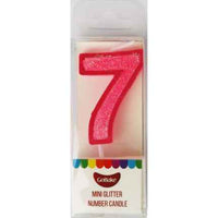 Mini Number 7 Candle With Shimmery Glitter.
