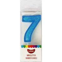 Mini Number 7 Candle With Shimmery Glitter.