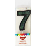 Mini Number 7 Candle With Shimmery Glitter.
