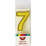 Mini Number 7 Candle With Shimmery Glitter.