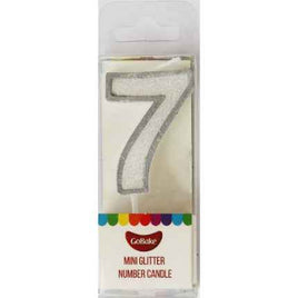 Mini Number 7 Candle With Shimmery Glitter.