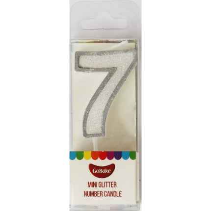 Mini Number 7 Candle With Shimmery Glitter.