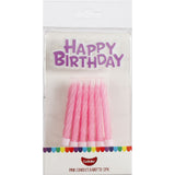 Pink Twist Candles & Happy Birthday Cake Motto Set