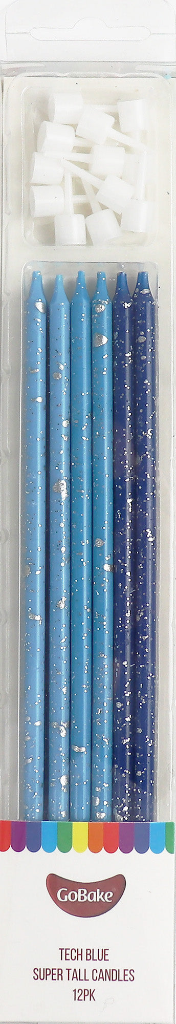 Cake Candles Super Tall 18cm Ombre Tech Blue