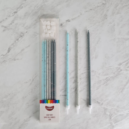 Cake Candles Super Tall 18cm Ombre Cadet Grey