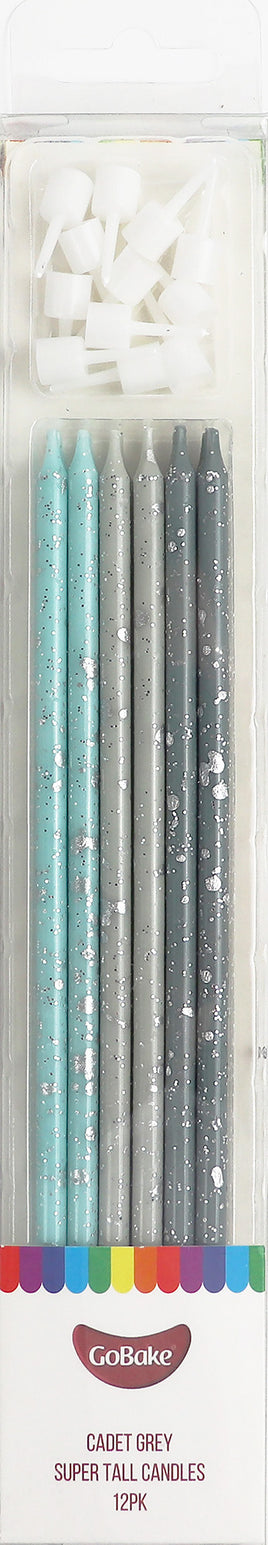 Cake Candles Super Tall 18cm Ombre Cadet Grey