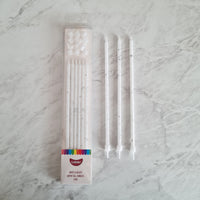 Cake Candles Super Tall 18cm White Silver Splatter