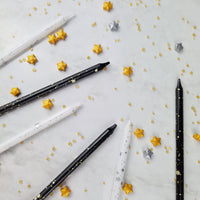 Cake Candles Super Tall 18cm White Silver Splatter