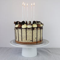 Cake Candles Super Tall 18cm White Silver Splatter