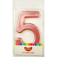 Large number 5 Metallic Candle