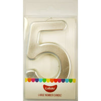 Large number 5 Metallic Candle
