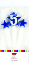 Number 5 Cake Candles- Stars on Picks. Great Value
