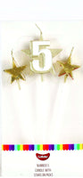 Number 5 Cake Candles- Stars on Picks. Great Value