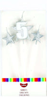 Number 5 Cake Candles- Stars on Picks. Great Value