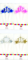 Number 16 Cake Candles- Stars on Picks. Great Value