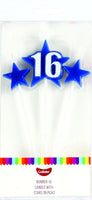 Number 16 Cake Candles- Stars on Picks. Great Value
