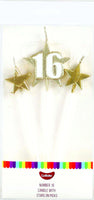 Number 16 Cake Candles- Stars on Picks. Great Value