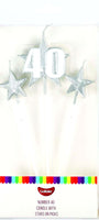 Number 40 Cake Candles- Stars on Picks. Great Value