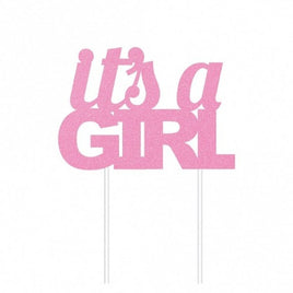 It's a Girl Glitter Card Cake Topper