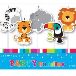Jungle Animal Pick Candles. 5 Pack
