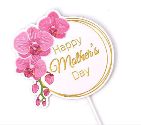 Floral Mothers Day Card Cake Topper