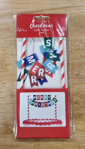 Merry Xmas Bunting Cake Topper