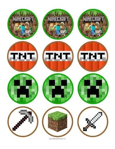 Minecraft Cupcake Toppers x12