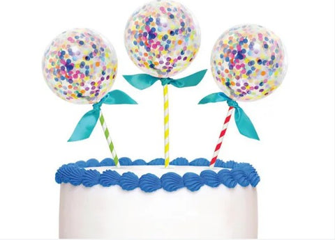 Mini Confetti Filled Balloons Cake Topper