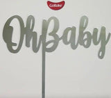 Oh Baby Acrylic Cake Topper Silver. Quality