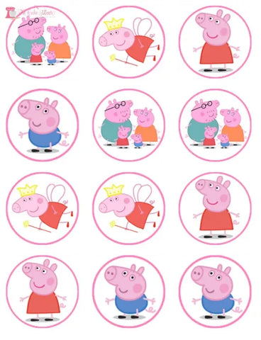 Peppa Pig Cupcake Toppers x12