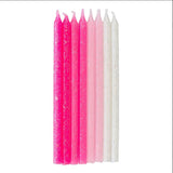 Pink Glitter Tall Candles - 16 Pack Artwrap