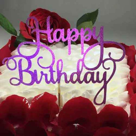 Pink Happy Birthday Card Cake Topper