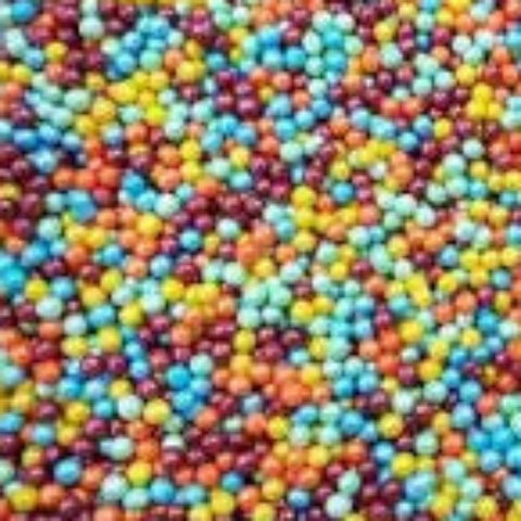 Rainbow Sugar Pearls 4mm. 40gm