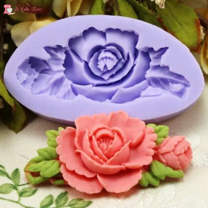 Rose With Leaf Fondant Silicone Mould toys&parties.co.nz