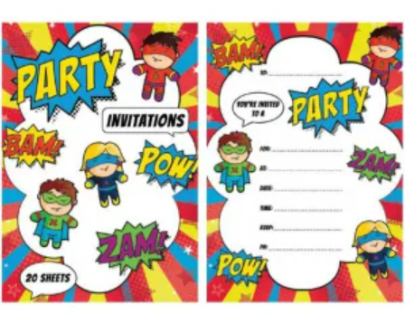 Super Heros Party Invitaton Pad