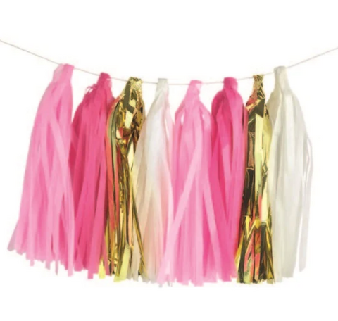 Gold & Pink Tassel Party Garland - Party Fun