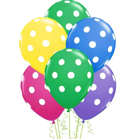 Spot Print Assorted Colours 30cm Latex Balloons - 10 Pack