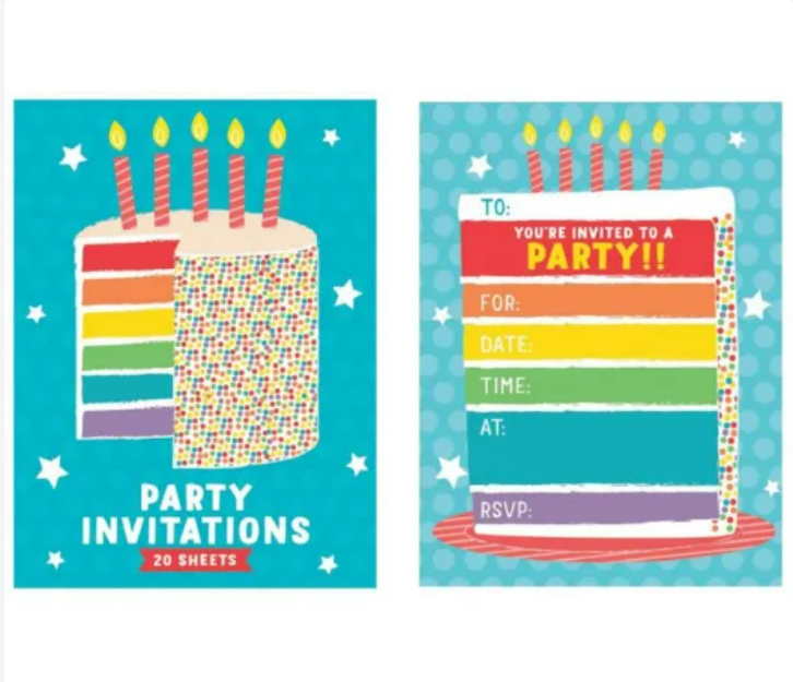 Rainbow Cake Party Invitaton Pad