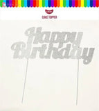 Silver Happy Birthday Card Cake Topper Go Bake