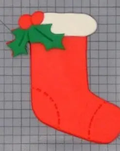 Xmas Stocking With Holly Edible Cake Decoration