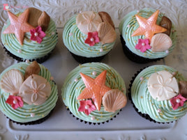 Beach Theme Cupcakes. Available in 6 or 12 Packs.