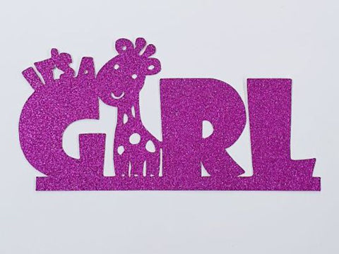 "It's a Girl" Glitter Hot Pink Cake Topper (Card 130x55mm)
