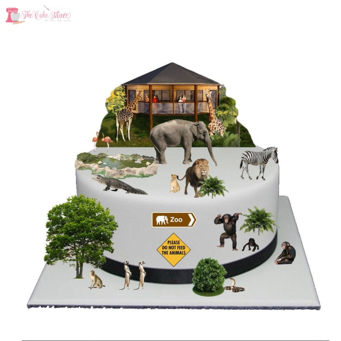Stand Up Zoo Theme Scene Edible Wafer Paper Cake Topper The Cake Mixer